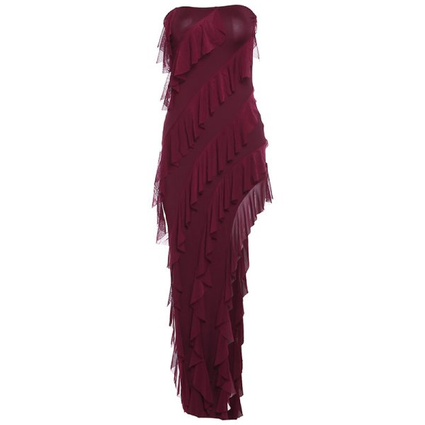 2024 Summer Trend Skinny Women's Fashion Tube Top Backless Split Tassel Dress Birthday Party Clubwear - Image 10