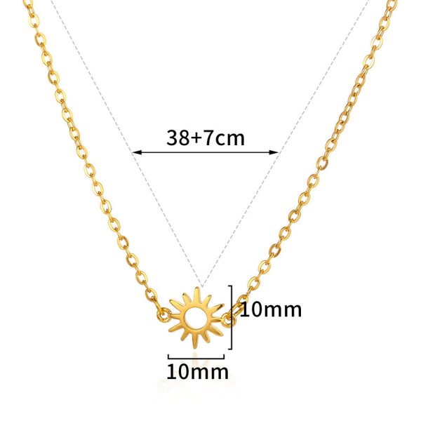 Fashion Popular Sun Hollow Pendant 18K Gold Stainless Steel Suit Personality Jewelry Accessories - Image 6