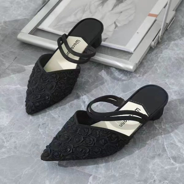 Solid Color Bag Head Half Drag Sandals - Image 3