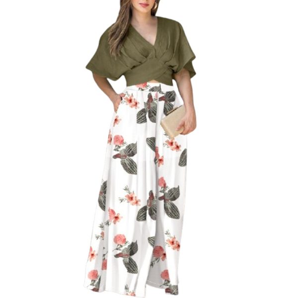 Women's Summer Short-sleeved Top And Pocket Trousers Printed Two-piece Suit - Image 6
