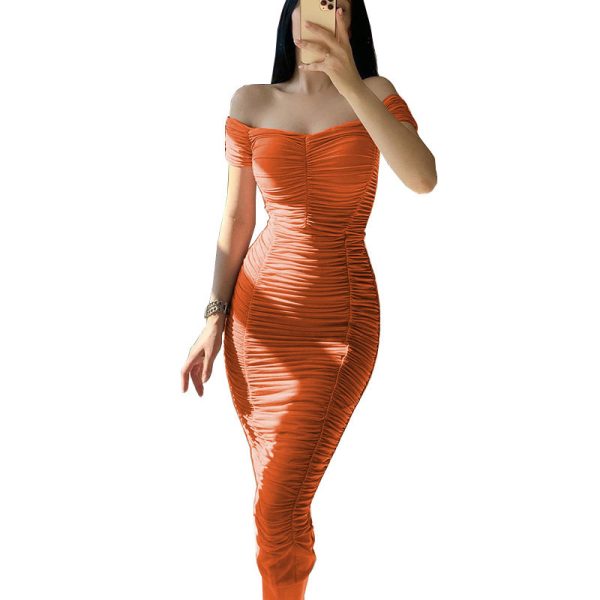 Summer Women's Off-shoulder Pleated Dress - Image 7