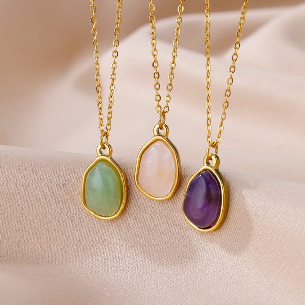 Irregular Geometric Green Pendant Necklace Clavicle Chain Female - Image 9