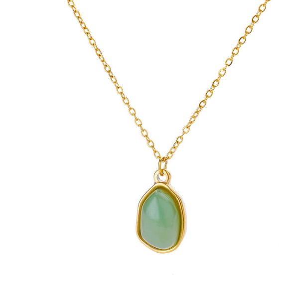 Irregular Geometric Green Pendant Necklace Clavicle Chain Female - Image 8