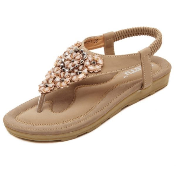 Women's Flip Flops Sandals Flat Summer Shoes Woman Plus Size Casual Sandals Rhinestone Floral Sandalias - Image 5