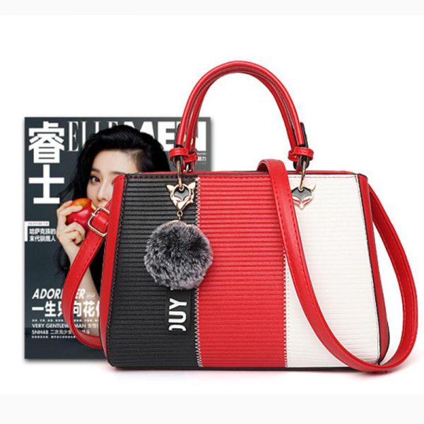 Women Hairball Ornaments Totes Patchwork Handbag Party Purse Ladies Messenger Crossbody Shoulder Bags Women Handbags - Image 10
