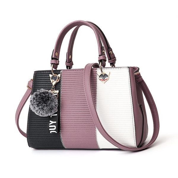 Women Hairball Ornaments Totes Patchwork Handbag Party Purse Ladies Messenger Crossbody Shoulder Bags Women Handbags - Image 6