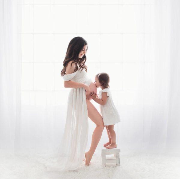 Maternity Photo Dress Front  Mopping Foor Long Skirt Dress - Image 4