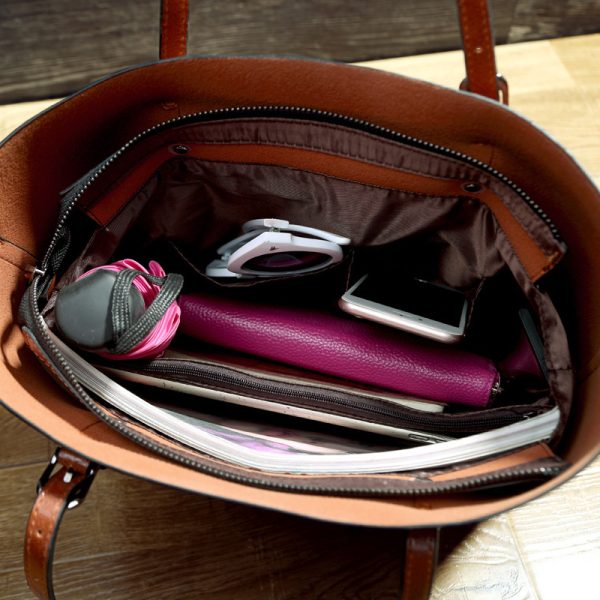 Simple Oil Wax Leather Shoulder Messenger Portable Tote Bag - Image 9