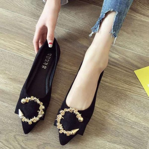Shallow Mouth Tip Flats For Women Soft Lazy A Pedal Shoes Flat Shoes Women Shoes Woman - Image 4
