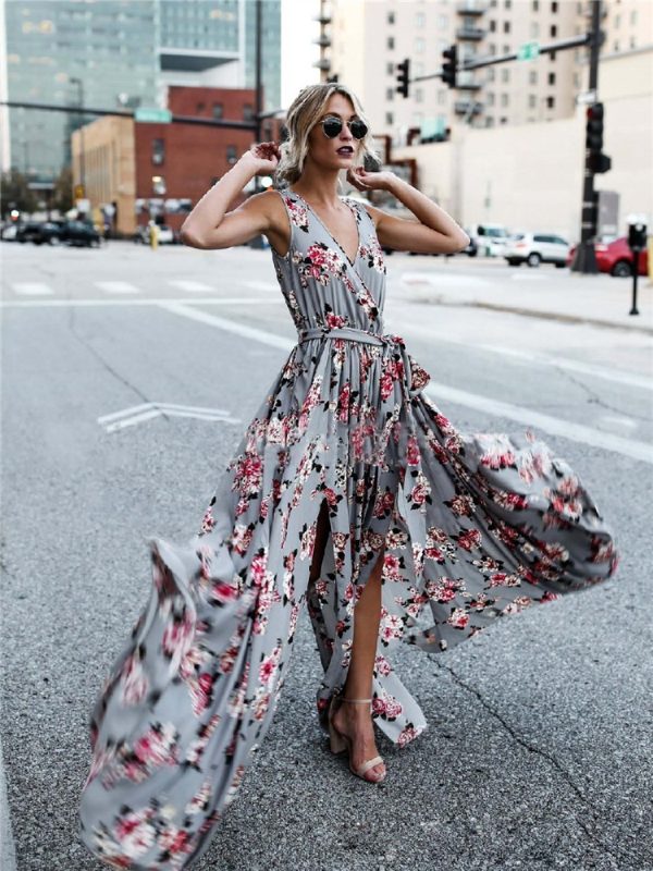 Flower v-neck lace dress - Image 4
