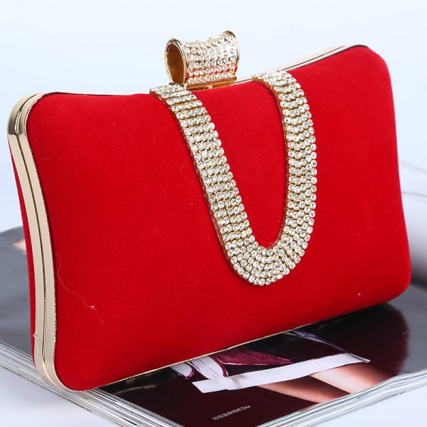 Suede European And American Food Bag U-shaped Diamond - Image 7