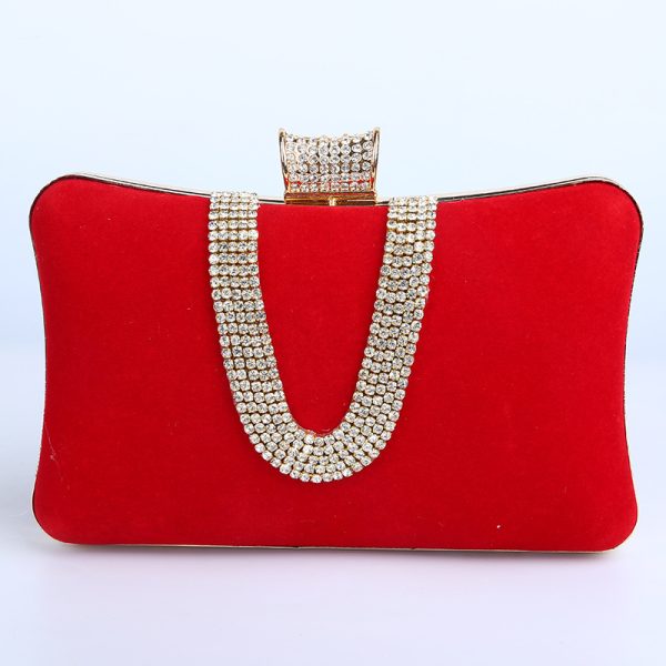 Suede European And American Food Bag U-shaped Diamond - Image 3
