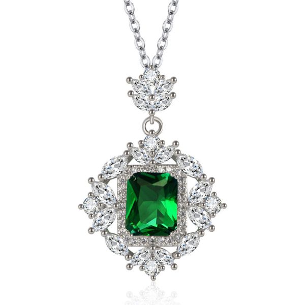 Flower-shaped Inlaid Colored Gems Rectangular Rhinestone Crystal Zirconium Hanging Pendant - Image 5
