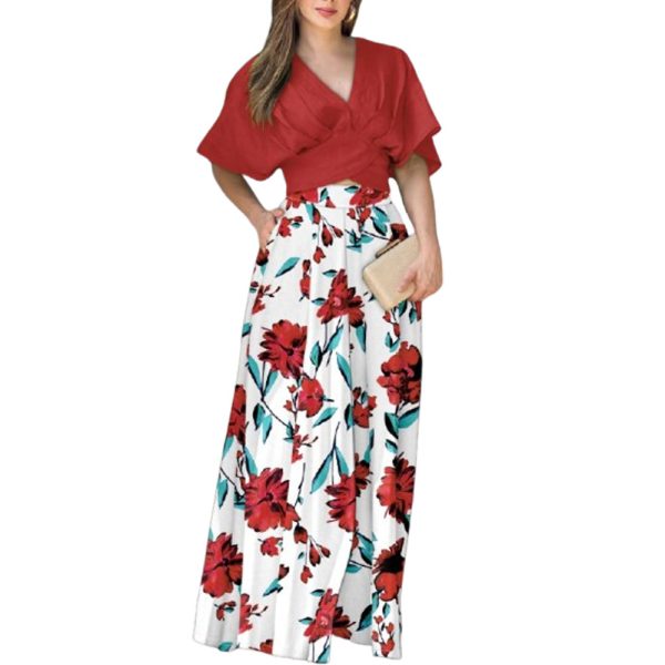 Women's Summer Short-sleeved Top And Pocket Trousers Printed Two-piece Suit - Image 4