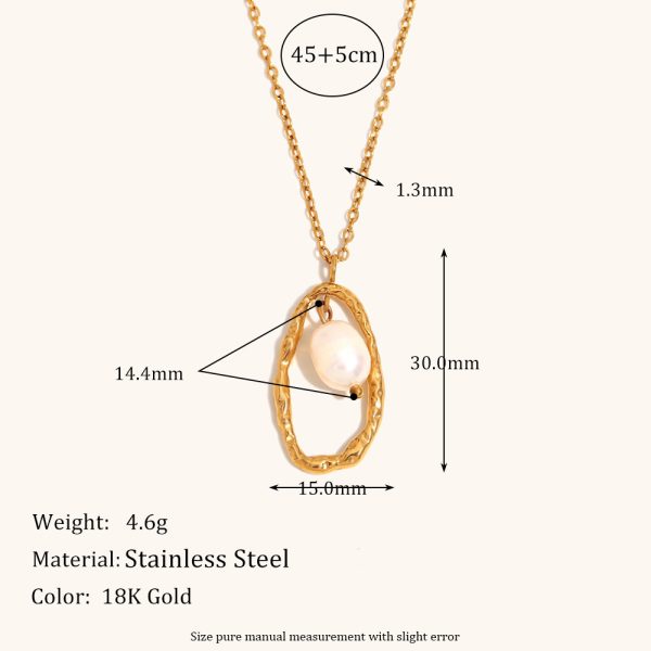 New Pearl Stainless Steel 18K Gold Plating Personality Pendant - Image 2