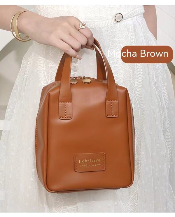 Shell Shape PU Leather Cosmetic Bag Waterproof Letter Makeup Pouch Bag Multifunction Carry-on Makeup Tote Travel Wash Bags - Image 5