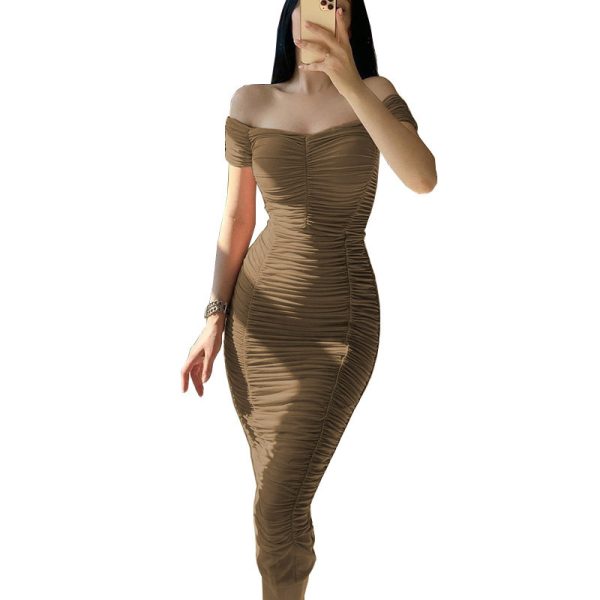 Summer Women's Off-shoulder Pleated Dress - Image 5