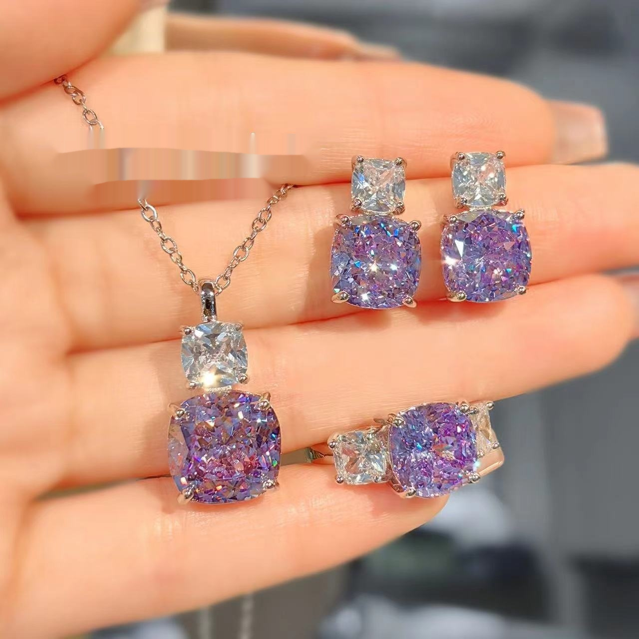 High Carbon Diamond Ice Flower Cut All-match Necklace - Image 4