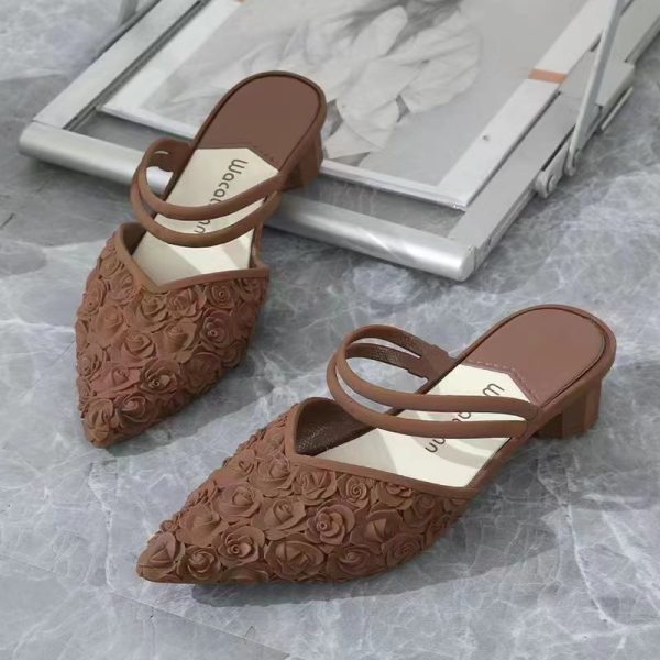 Solid Color Bag Head Half Drag Sandals - Image 5