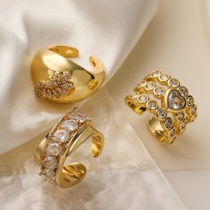 Light Luxury Zircon Geometric Open Ring