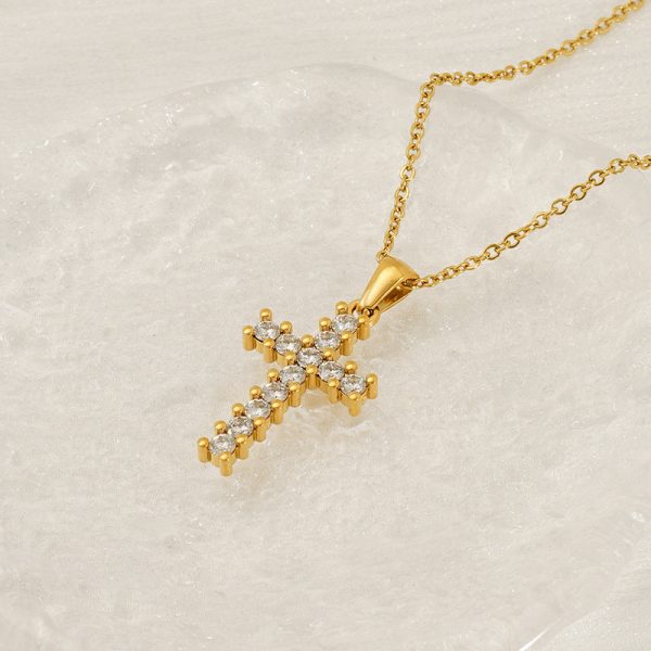 Ins Style Vintage Cross Zircon Necklace - Image 5