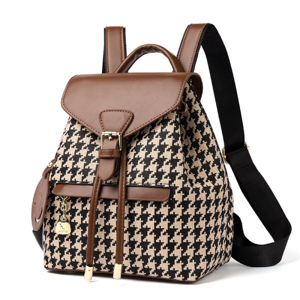 Houndstooth Backpack Women High Capacity Travel Bags Girls - Image 9