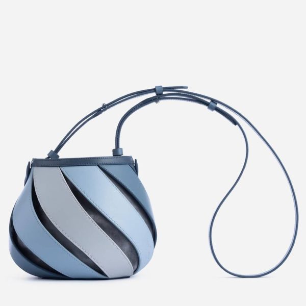 Cylindrical Contrast Color Portable Messenger Diamond Quilted Stitching Bucket Bag - Image 9