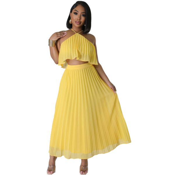 Backless Halter Vest Long Skirt Two-piece Set - Image 5