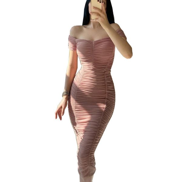 Summer Women's Off-shoulder Pleated Dress - Image 9