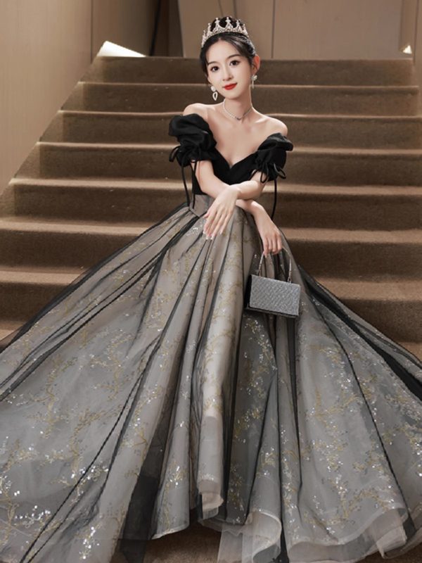 Off-shoulder Evening Dress High Sense Annual Birthday Performance Princess Dress - Image 6