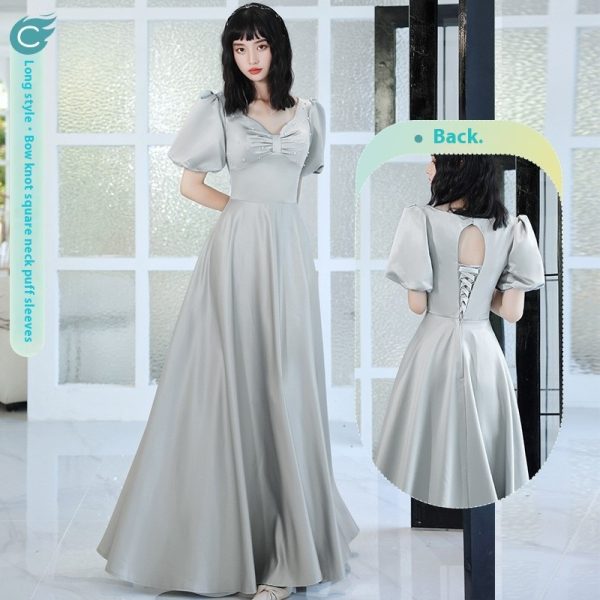 2024 Avocado Green Sisters Group Dress Skirt Women Satin Spring - Image 9
