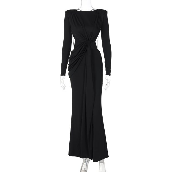 Women's Sexy Hot Girl Back Hollow-out Slim-fit Long Sleeve Dress - Image 6