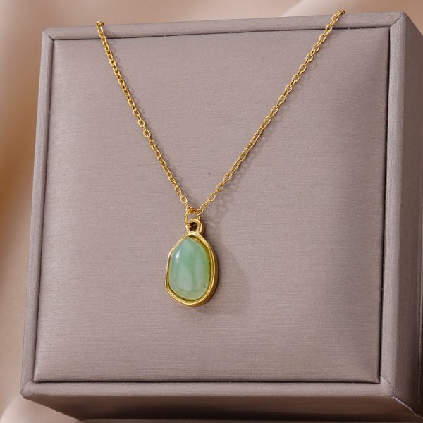 Irregular Geometric Green Pendant Necklace Clavicle Chain Female - Image 2