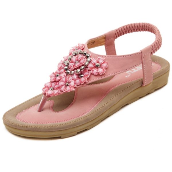 Women's Flip Flops Sandals Flat Summer Shoes Woman Plus Size Casual Sandals Rhinestone Floral Sandalias - Image 2