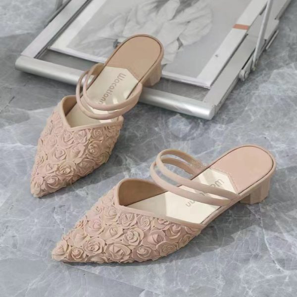 Solid Color Bag Head Half Drag Sandals - Image 2