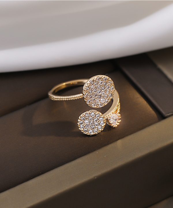 Rhinestone Round Decor Cuff Ring - Image 3