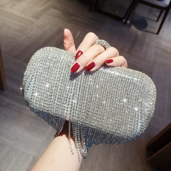 new shiny diamond ladies fringed hand bag bag bag bag night party party bride Xiekua package - Image 8