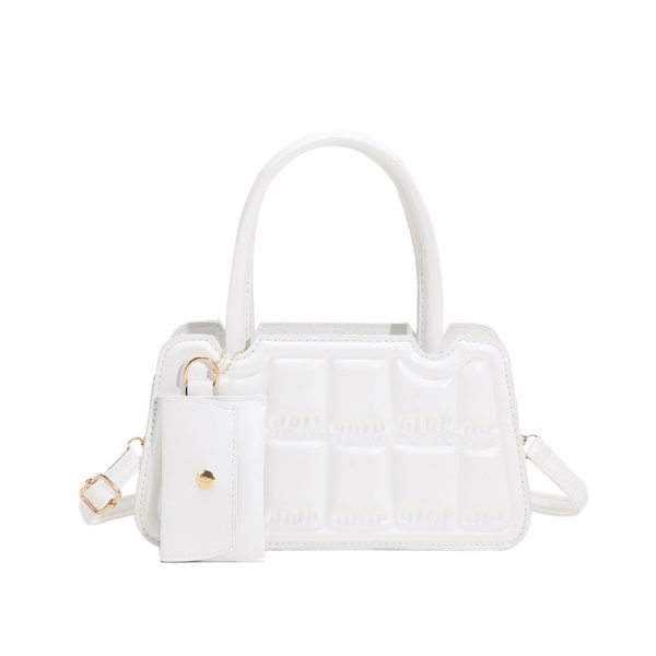 Candy Color Shoulder Bag With Small Wallet Fashion Grid Texture Totes Women Handbag - Image 3