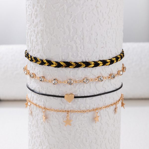 Korean Style Alloy Diamond XINGX Pendant Anklet Four-piece Set - Image 2