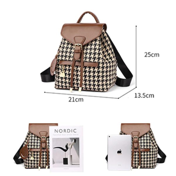Houndstooth Backpack Women High Capacity Travel Bags Girls - Image 8
