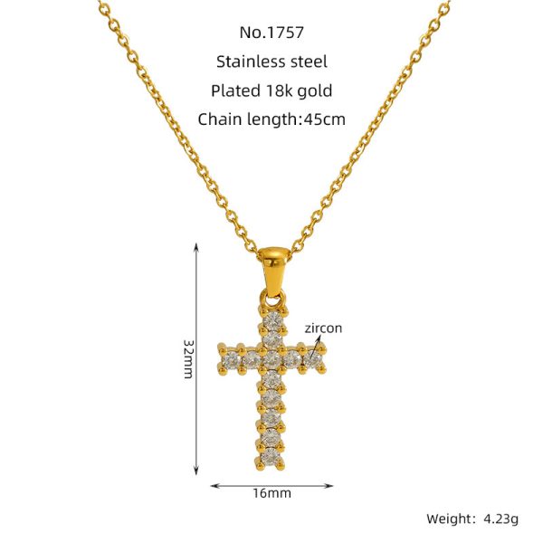 Ins Style Vintage Cross Zircon Necklace - Image 6