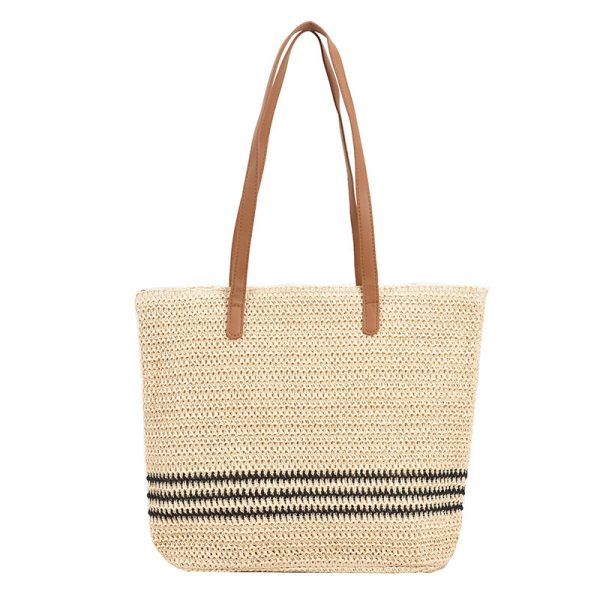 Striped Large Capacity Casual Handbag Summer Straw Bags - Image 6