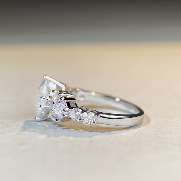S925 Sterling Silver Princess Square Bag Moissanite Ring - Image 5