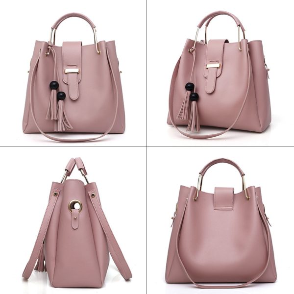 Women 3Pcs Or Set Handbags PU Leather Shoulder Bags Casual Tote Bag Tassel Metal Handle Designer Composite Bags - Image 2