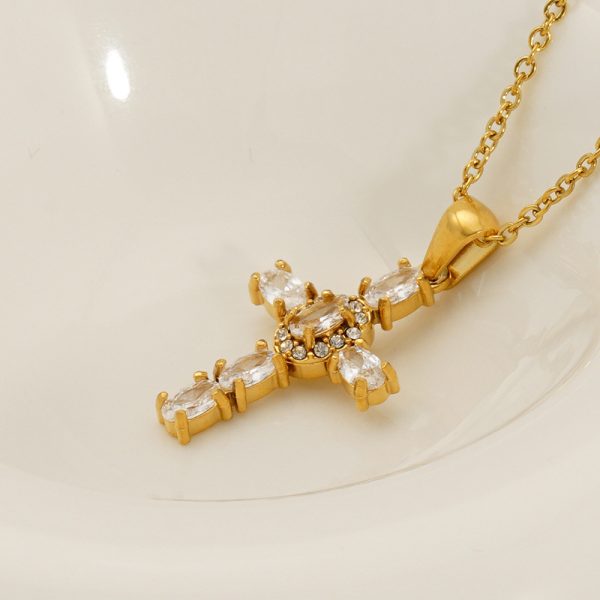 Ins Style Vintage Cross Zircon Necklace