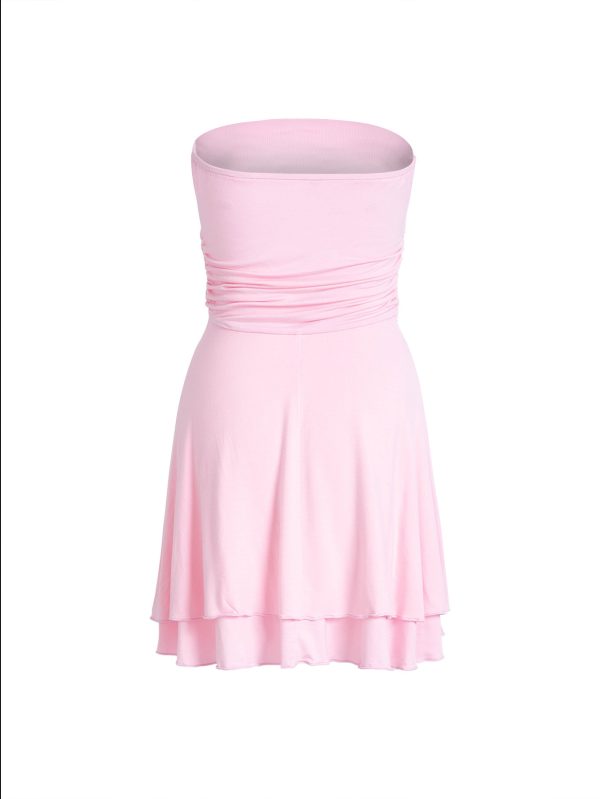 Y2K Tube-top Short Dress Summer Sexy Pleated Tight Dresses For Womens Clothing - Image 9