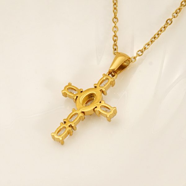 Ins Style Vintage Cross Zircon Necklace - Image 7