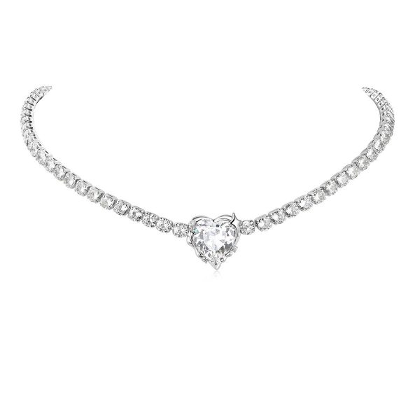 Women's Graceful And Fashionable Geometric Heart-shaped Zircon Necklace - Image 7