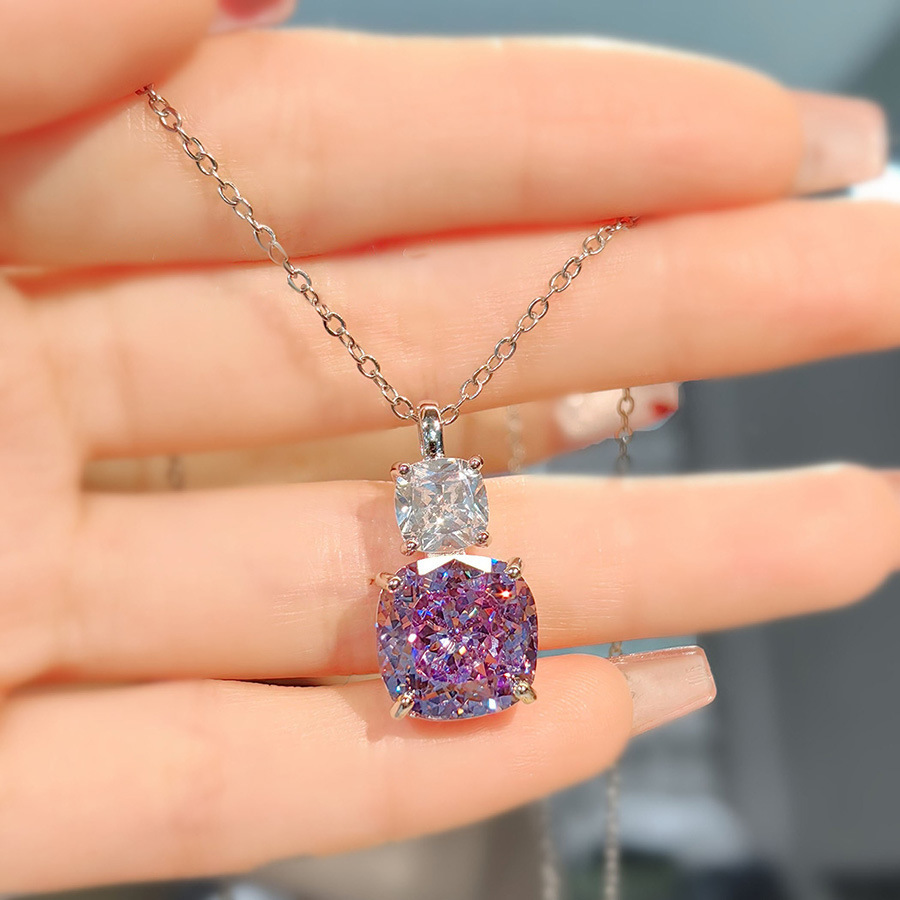 High Carbon Diamond Ice Flower Cut All-match Necklace - Image 7