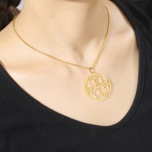 Personalized All-match Cutting Three-ring Special Symbol Five-pointed Star Necklace